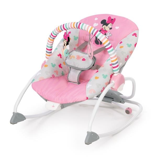 Sdraietta DISNEY MINNIE ROCKER fino ai 18 kg reclinabile con Vibrazioni e Arco Giochi