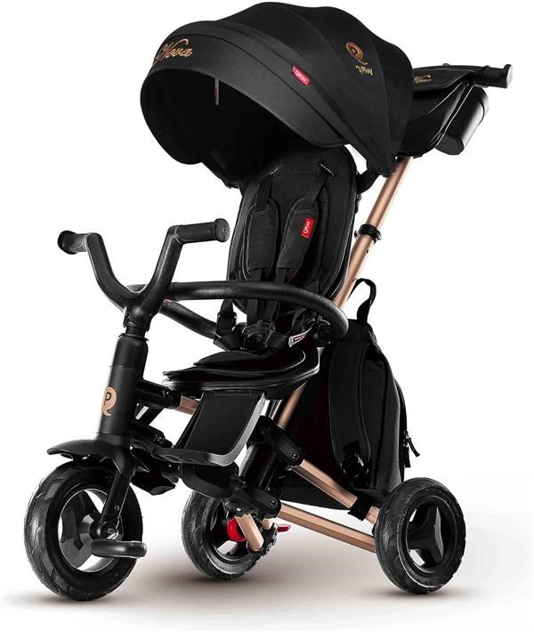 Triciclo Evolutivo pieghevole QPLAY Nova Golden Limited Edition 6 in 1 con zaino portaoggetti, fronte strada e fronte mamma, reclinabile, adatto a bambii da 10 a 72 mesi, portata fino a 25 kg Triciclo Evolutivo pieghevole QPLAY Nova Golden Limited Edition 6 in 1 con zaino portaoggetti, fronte strada e fronte mamma, reclinabile, adatto a bambii da 10 a 72 mesi, portata fino a 25 kg